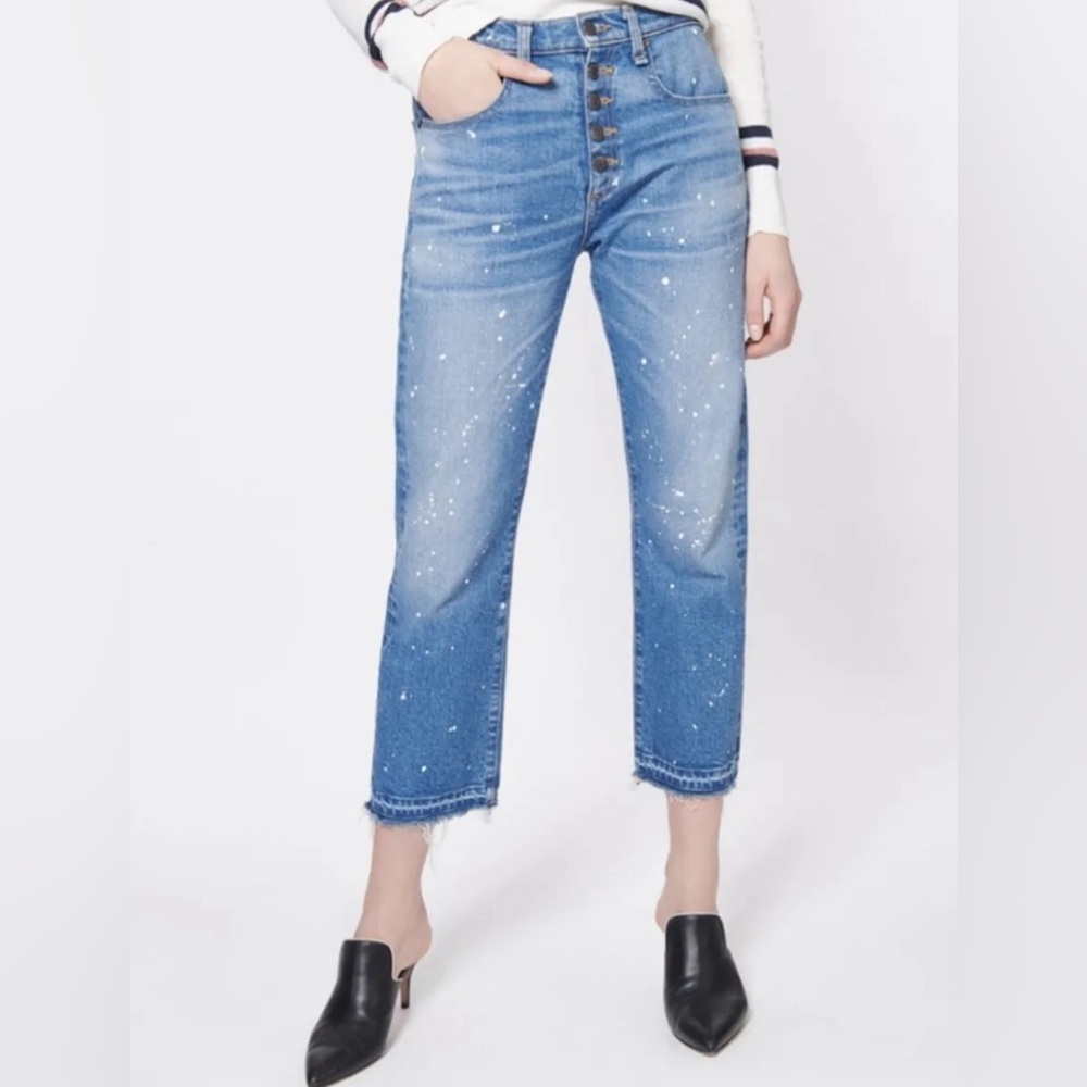 Veronica Beard Ines Girlfriend Paint Splatter Jeans